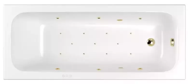Гидромассажная ванна акриловая «Whitecross» Vibe 180/75 Relax с каркасом с сифоном белая/золото