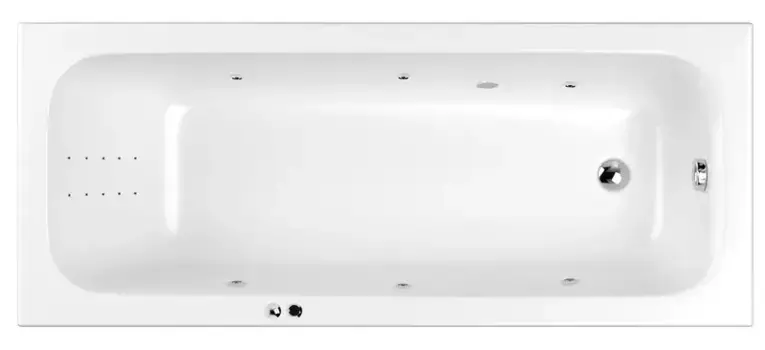 Гидромассажная ванна акриловая «Whitecross» Vibe 180/75 Line Nano с каркасом с сифоном белая/хром