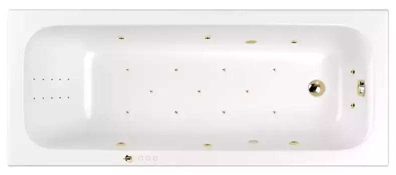 Гидромассажная ванна акриловая «Whitecross» Vibe 180/75 Ultra Nano с каркасом с сифоном белая/золото