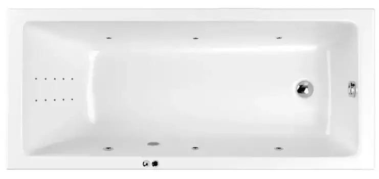 Гидромассажная ванна акриловая «Whitecross» Wave 150/70 Line Nano с каркасом с сифоном белая/хром