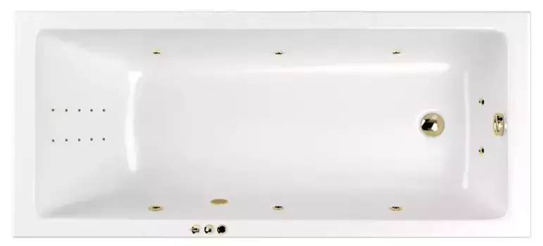 Гидромассажная ванна акриловая «Whitecross» Wave 150/70 Smart Nano с каркасом с сифоном белая/золото