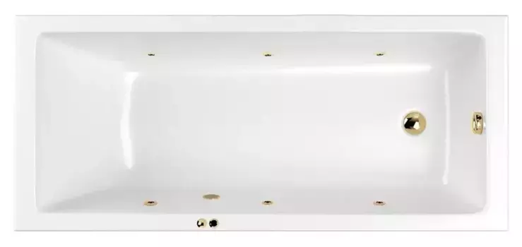 Гидромассажная ванна акриловая «Whitecross» Wave 150/70 Soft с каркасом с сифоном белая/золото