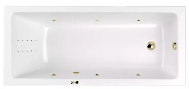 Гидромассажная ванна акриловая «Whitecross» Wave 160/70 Line Nano с каркасом с сифоном белая/золото