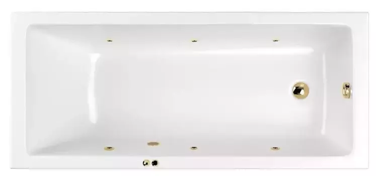 Гидромассажная ванна акриловая «Whitecross» Wave 160/80 Soft с каркасом с сифоном белая/золото