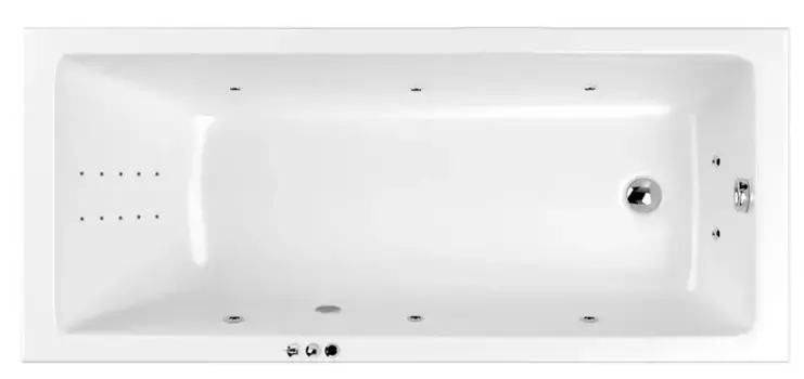 Гидромассажная ванна акриловая «Whitecross» Wave 170/70 Smart Nano с каркасом с сифоном белая/хром