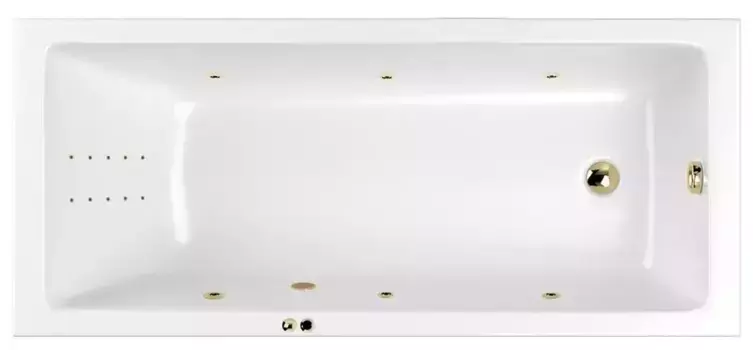 Гидромассажная ванна акриловая «Whitecross» Wave 170/75 Line Nano с каркасом с сифоном белая/золото