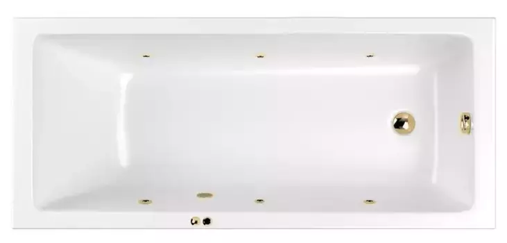 Гидромассажная ванна акриловая «Whitecross» Wave 180/80 Soft с каркасом с сифоном белая/золото