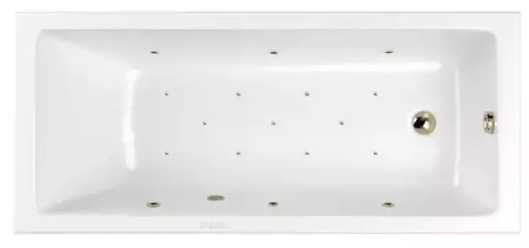 Гидромассажная ванна акриловая «Whitecross» Wave Slim 150/70 Relax с каркасом с сифоном белая/бронза