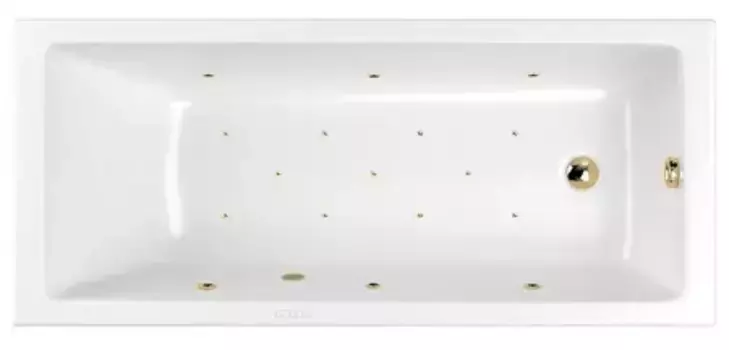 Гидромассажная ванна акриловая «Whitecross» Wave Slim 150/70 Relax с каркасом с сифоном белая/золото