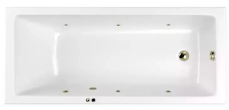 Гидромассажная ванна акриловая «Whitecross» Wave Slim 150/70 Soft с каркасом с сифоном белая/бронза