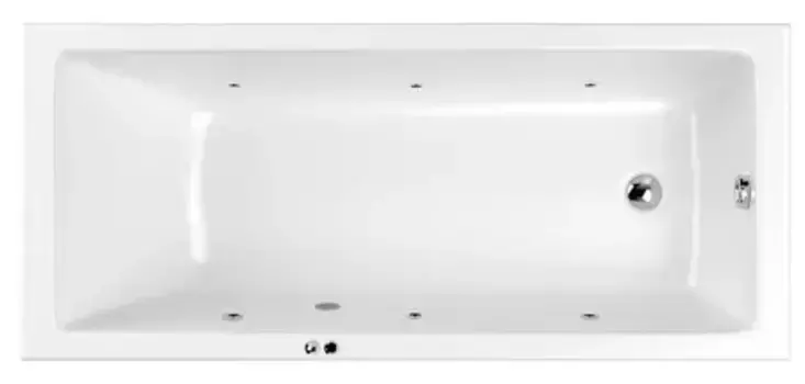 Гидромассажная ванна акриловая «Whitecross» Wave Slim 150/70 Soft с каркасом с сифоном белая/хром