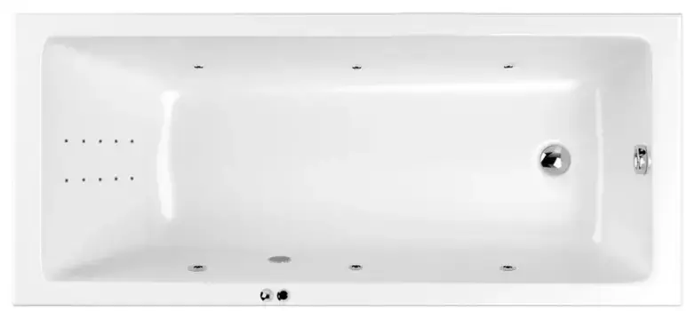 Гидромассажная ванна акриловая «Whitecross» Wave Slim 160/70 Line Nano с каркасом с сифоном белая/хром