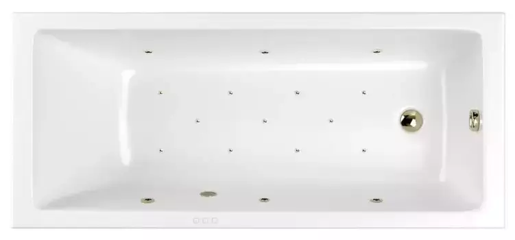 Гидромассажная ванна акриловая «Whitecross» Wave Slim 160/70 Relax с каркасом с сифоном белая/бронза
