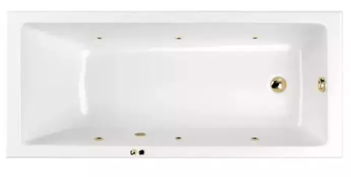 Гидромассажная ванна акриловая «Whitecross» Wave Slim 160/70 Soft с каркасом с сифоном белая/золото