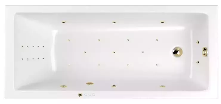 Гидромассажная ванна акриловая «Whitecross» Wave Slim 160/70 Ultra Nano с каркасом с сифоном белая/золото