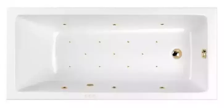 Гидромассажная ванна акриловая «Whitecross» Wave Slim 160/80 Relax с каркасом с сифоном белая/золото