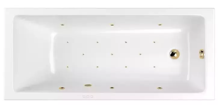 Гидромассажная ванна акриловая «Whitecross» Wave Slim 170/70 Relax с каркасом с сифоном белая/золото