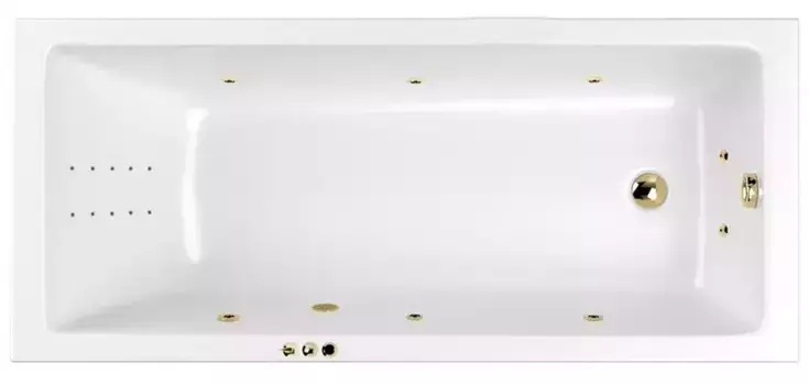 Гидромассажная ванна акриловая «Whitecross» Wave Slim 170/70 Smart Nano с каркасом с сифоном белая/золото