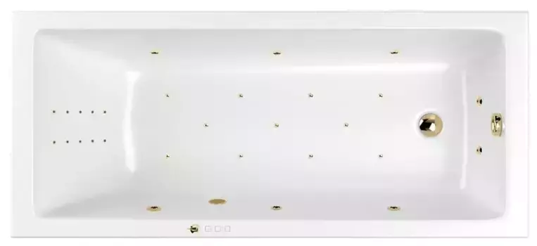 Гидромассажная ванна акриловая «Whitecross» Wave Slim 170/70 Ultra Nano с каркасом с сифоном белая/золото