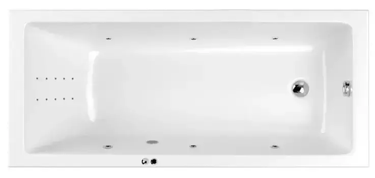 Гидромассажная ванна акриловая «Whitecross» Wave Slim 170/75 Line Nano с каркасом с сифоном белая/хром