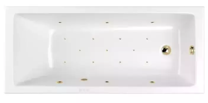 Гидромассажная ванна акриловая «Whitecross» Wave Slim 170/75 Relax с каркасом с сифоном белая/золото