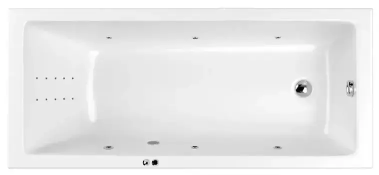 Гидромассажная ванна акриловая «Whitecross» Wave Slim 180/80 Line Nano с каркасом с сифоном белая/хром