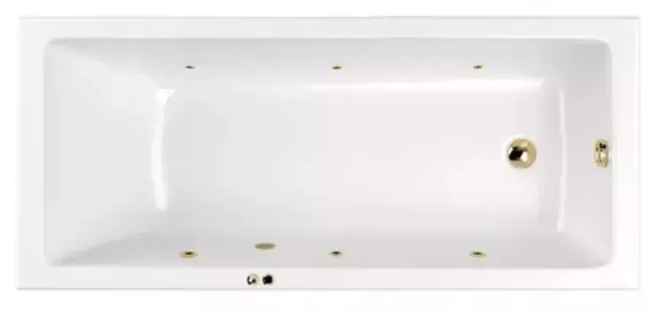 Гидромассажная ванна акриловая «Whitecross» Wave Slim 180/80 Soft с каркасом с сифоном белая/золото