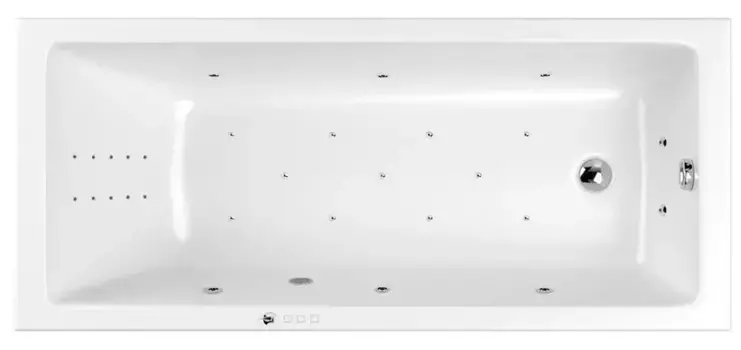 Гидромассажная ванна акриловая «Whitecross» Wave Slim 180/80 Ultra Nano с каркасом с сифоном белая/хром