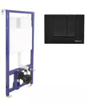 Инсталляция для унитаза с кнопкой «Berges Wasserhaus» Novum кнопка S5 Soft Touch черная