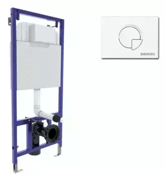 Инсталляция для унитаза с кнопкой «Berges Wasserhaus» 040224 Novum/кнопка R4 Soft Touch белая