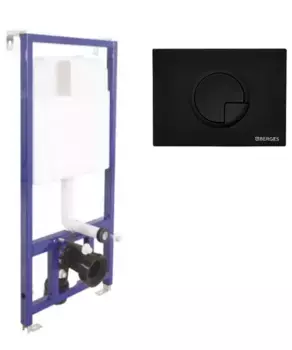 Инсталляция для унитаза с кнопкой «Berges Wasserhaus» Novum кнопка R5 Soft Touch черная