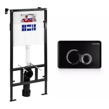 Инсталляция для унитаза с кнопкой «Pestan» Sava Fix Slim SET40006461 клавиша смыва черный матовый/хром глянец