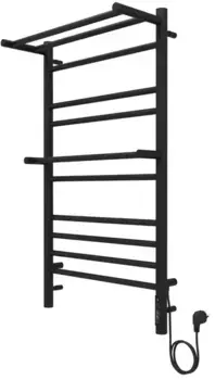 Электрический полотенцесушитель «Акватек» Альфа П10 AQ EL RRP1090BL 50/90 чёрный муар с полкой правый