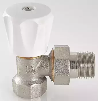 Клапан радиаторный «Valtec» VT.007.LN.04 1/2"-1/2" угловой ВР-НР (американка) никель
