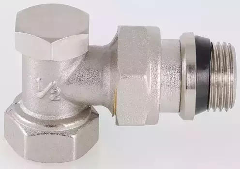 Клапан радиаторный «Valtec» VT.019.NR.04 1/2"-1/2" угловой(с доп. уплотнением) ВР-НР (американка) никель