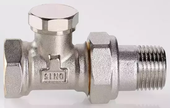 Клапан радиаторный «Valtec» VT.020.N.04 1/2"-1/2" прямой ВР-НР (американка) никель