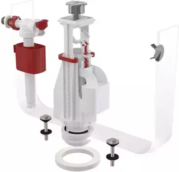 Комплект арматуры для бачка унитаза «AlcaPlast» SA08AK 1/2" Chrom с двойной кнопкой,с боковой подводкой