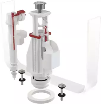 Комплект арматуры для бачка унитаза «AlcaPlast» SA08AS 3/8" с нижней подводкой,с двойной кнопкой хром