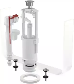 Комплект арматуры для бачка унитаза «AlcaPlast» SA2000S 1/2" Chrom со стоп кнопкой,с нижней подводкой