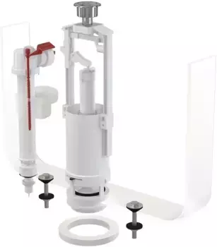 Комплект арматуры для бачка унитаза «AlcaPlast» SA2000S 3/8" c нижней подводкой,со стоп кнопкой хром