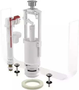 Комплект арматуры для бачка унитаза «AlcaPlast» SA2000SK 1/2" с нижней подводкой,со стоп кнопкой хром