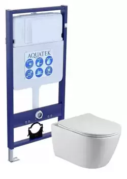 Комплект инсталляция с унитазом и крышкой «Акватек» Бетта AQ1253W-00/INS-0000012 безободковый белый