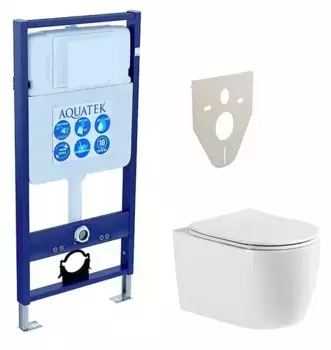 Комплект инсталляция с унитазом и крышкой «Акватек» Set Aquatek Европа New cm безободковый белый