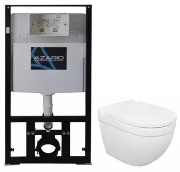 Комплект инсталляция с унитазом и крышкой «Azario» AZ-8010-1000+AZ-0017 E-R безободковый белый