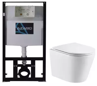 Комплект инсталляция с унитазом и крышкой «Azario» AZ-8010-1000+AZ-0053-UQ безободковый белый