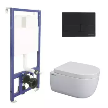 Комплект инсталляция с унитазом, крышкой и кнопкой смыва «Berges Wasserhaus» Ego Rimless 043232 безободковый белый