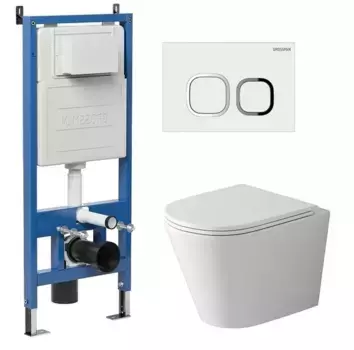 Комплект инсталляция с унитазом, крышкой и кнопкой смыва «Grossman» 97.4478SQ.02.000 безободковый белый