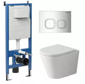 Комплект инсталляция с унитазом, крышкой и кнопкой смыва «Grossman» 97.4478SQ.02.100 безободковый белый