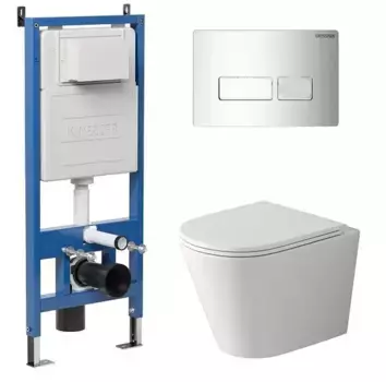 Комплект инсталляция с унитазом, крышкой и кнопкой смыва «Grossman» 97.4478SQ.03.100 безободковый белый