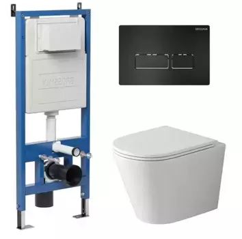 Комплект инсталляция с унитазом, крышкой и кнопкой смыва «Grossman» 97.4478SQ.03.210 безободковый белый